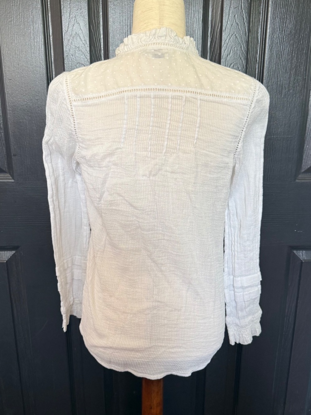 Faherty Willa Top Organic cotton white bohemian peasant blouse - Picture 9 of 14